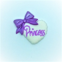 Princess - White with Purple bow Heart -Purple glitter